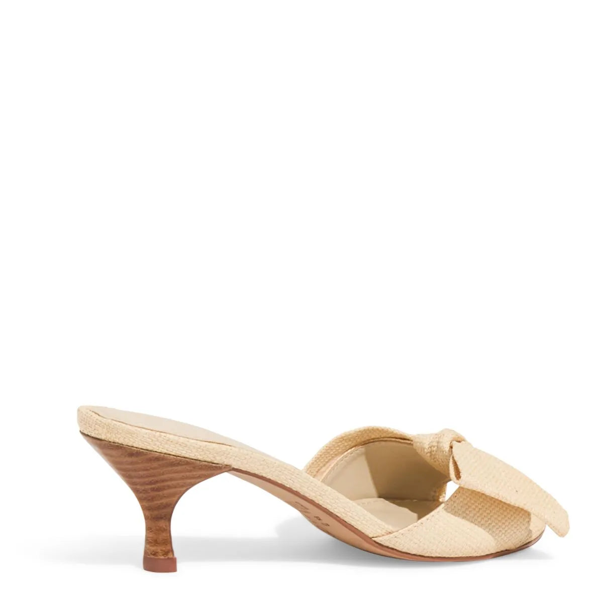 Mule Palha Salto Baixo Fino Laço Creme