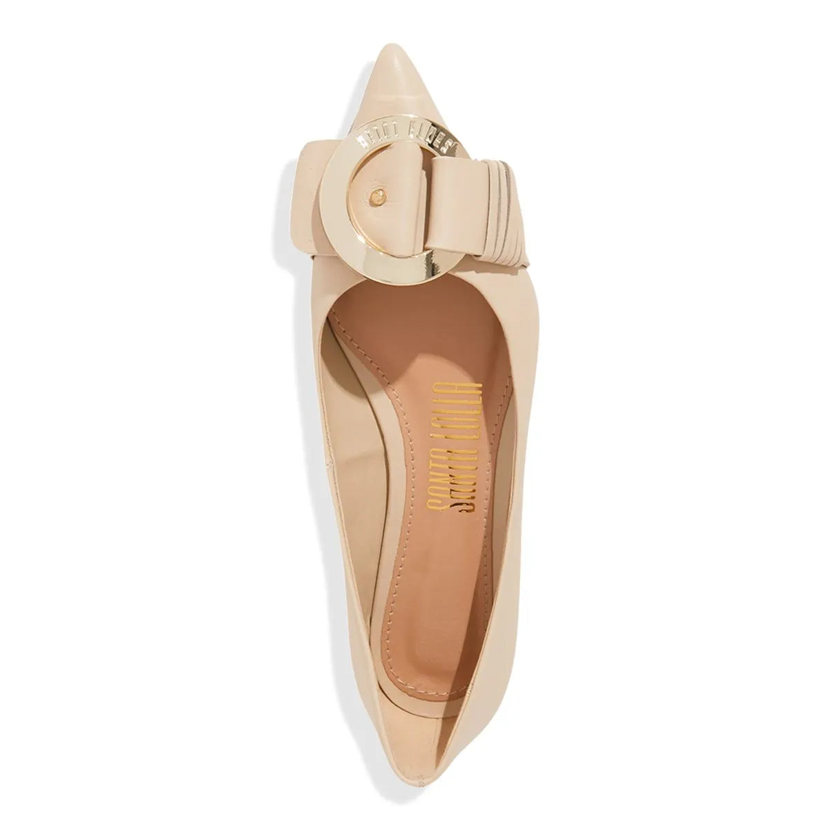 Sapatilha Off White Couro Nobre Soft Bico Fino Fivela