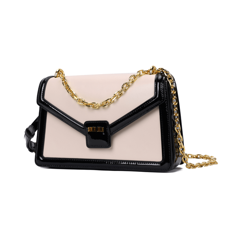 Bolsa Envelope Preto E Branco Soft Alça Corrente Transversal