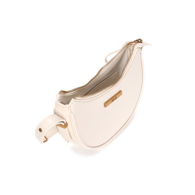 Bolsa Baguete Meia Lua Off White Soft Alça De Ombro -