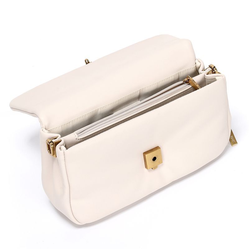 Bolsa Baguete Soft Média Off White Alça Dupla -