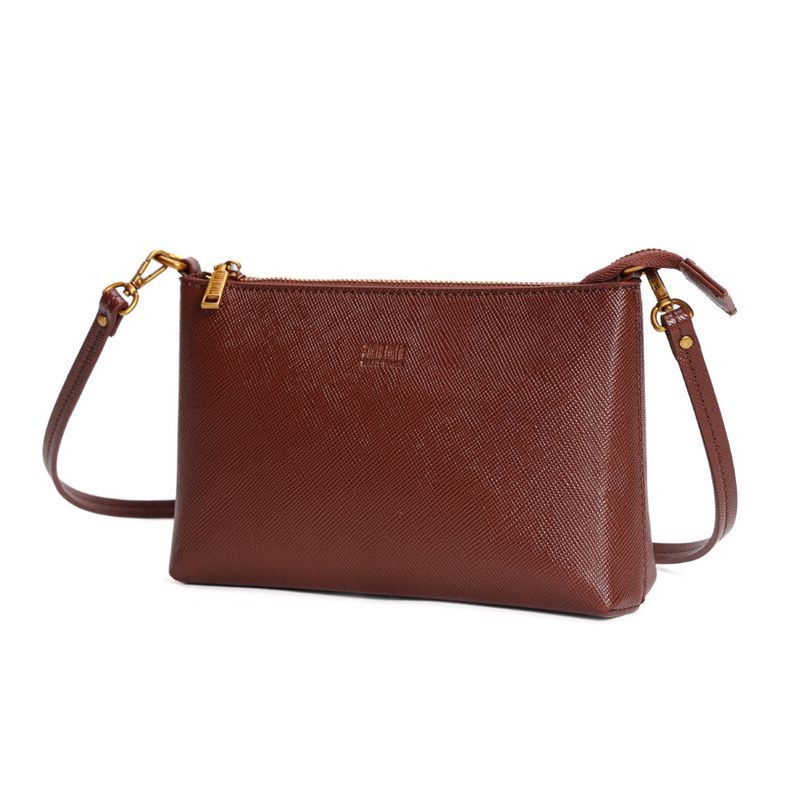 Bolsa Clutch Risco Marrom Alça Transversal -