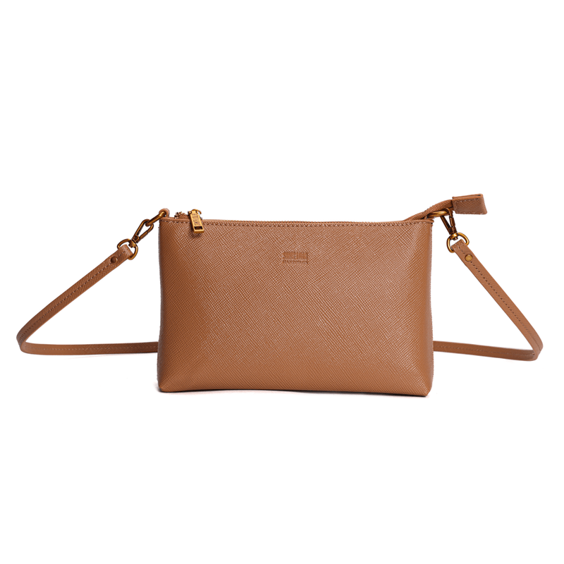 Bolsa Clutch Risco Marrom Alça Transversal -