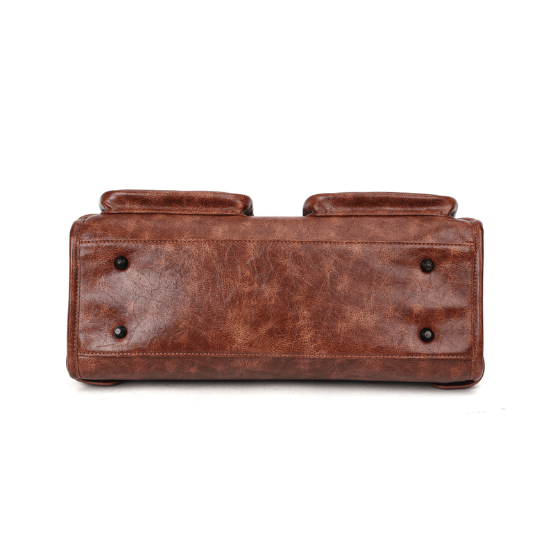 Bolsa Grande Material Rustico Marrom Alça De Ombro -