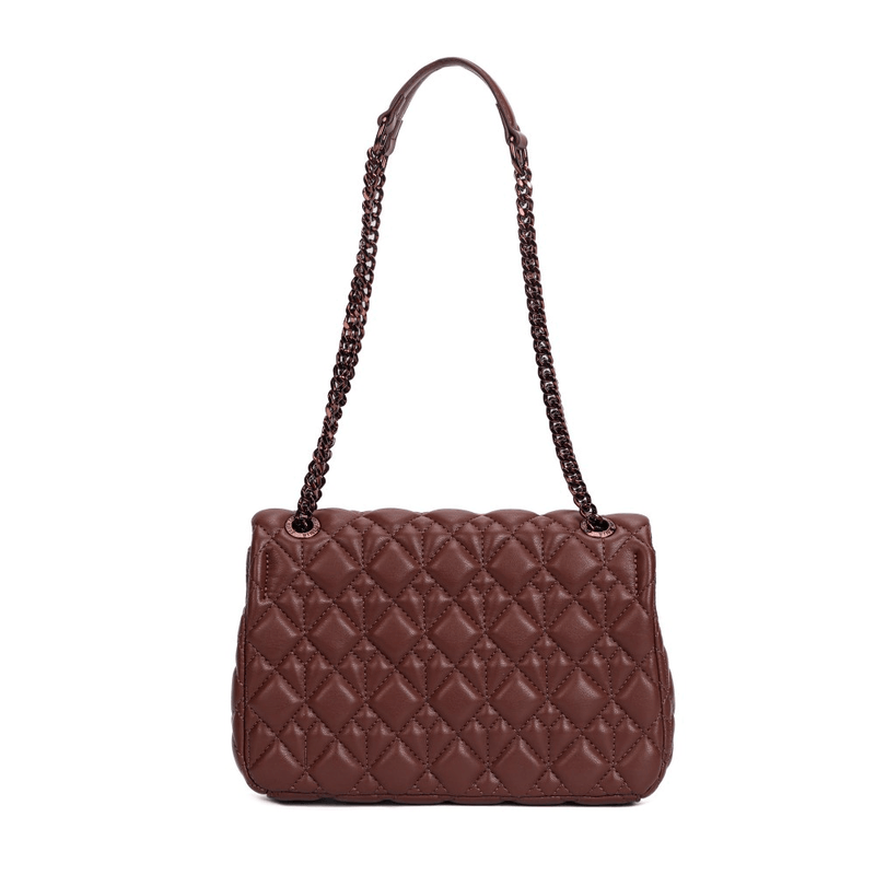 Bolsa Marrom Cocoa Soft Matelassê Alça De Ombro Corrente -