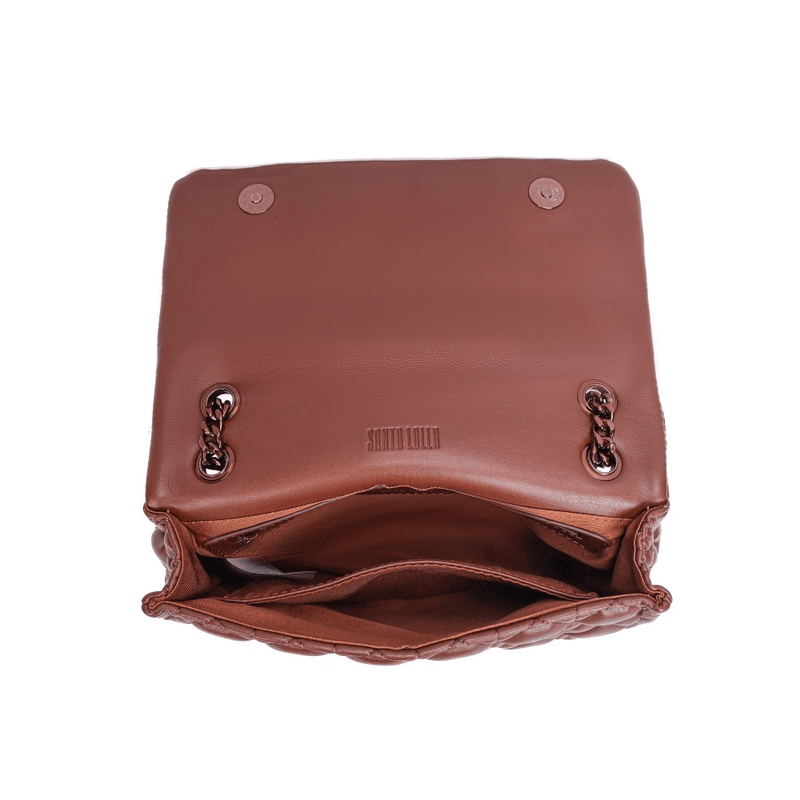 Bolsa Marrom Cocoa Soft Matelassê Alça De Ombro Corrente -