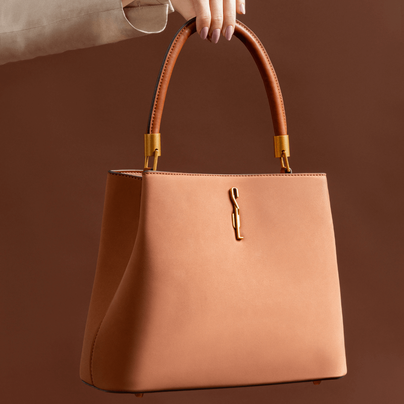 Bolsa Tote Camurça Marrom Duas Alças -