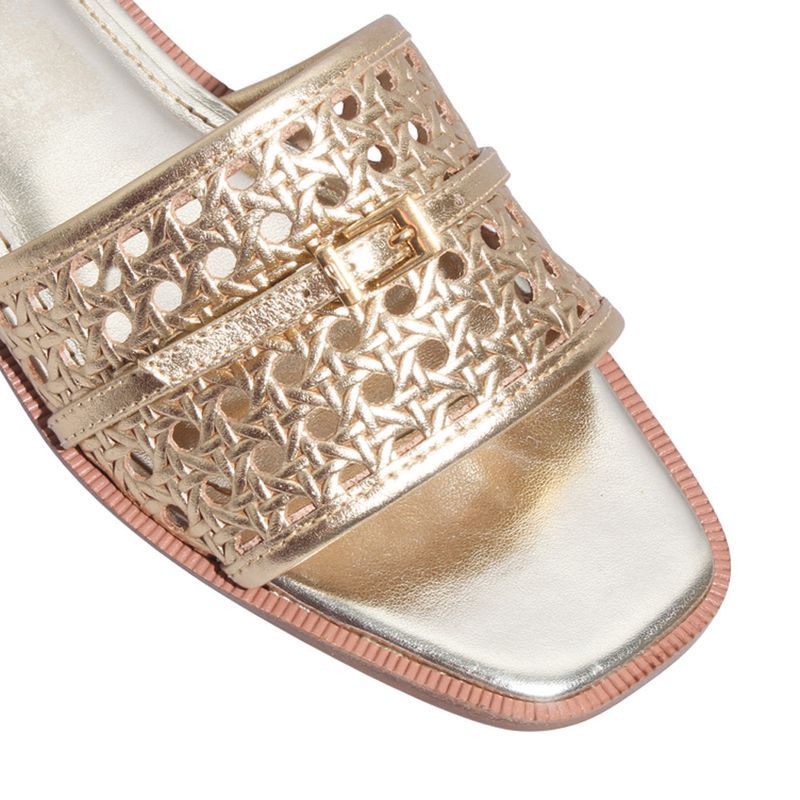 Rasteira Couro Trisse Ouro -