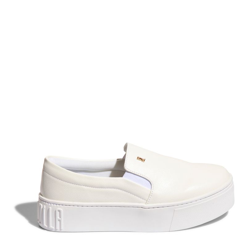 Tênis Slip On Flatform New Pele Branco