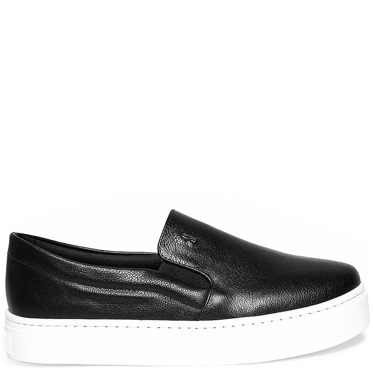 Tênis Slip On Preto Flat Bico Redondo