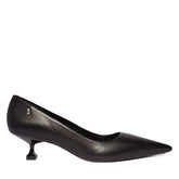 Scarpin Couro Preto Salto Baixo Taça