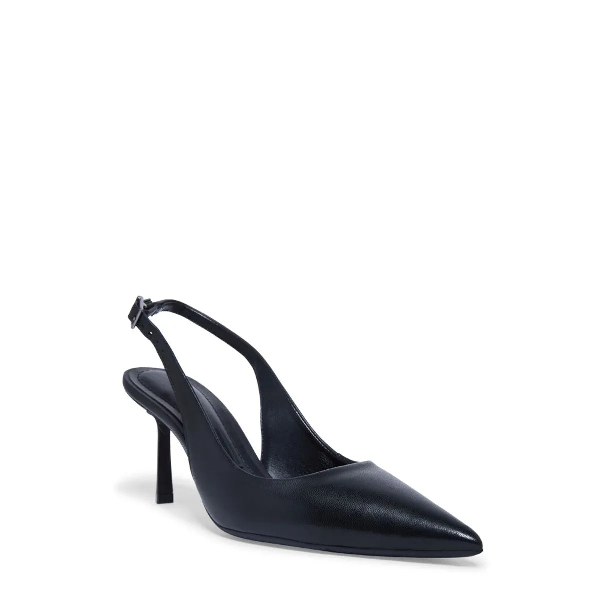 Scarpin Slingback Preto Couro Salto Fino