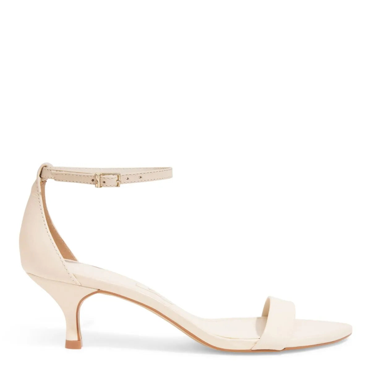Sandalia Creme Couro Nobre Salto Baixo