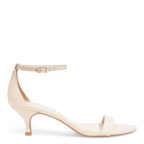 Sandalia Creme Couro Nobre Salto Baixo
