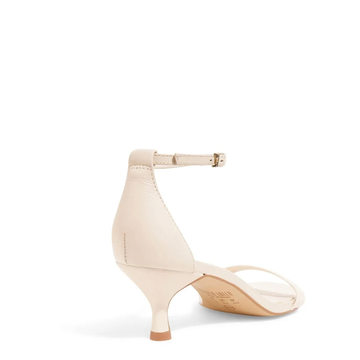 Sandalia Creme Couro Nobre Salto Baixo