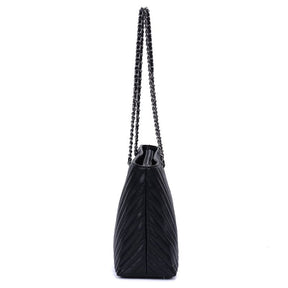 Bolsa Shopper Preta Soft Matelassê Alça Corrente