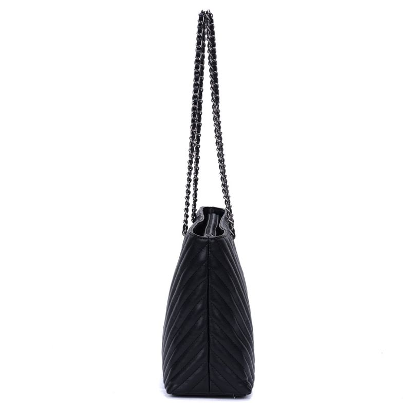 Bolsa Shopper Preta Soft Matelassê Alça Corrente