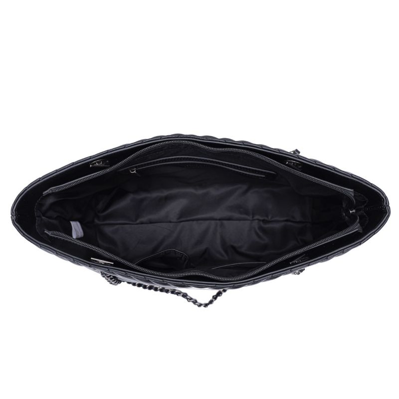 Bolsa Shopper Preta Soft Matelassê Alça Corrente