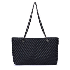 Bolsa Shopper Preta Soft Matelassê Alça Corrente