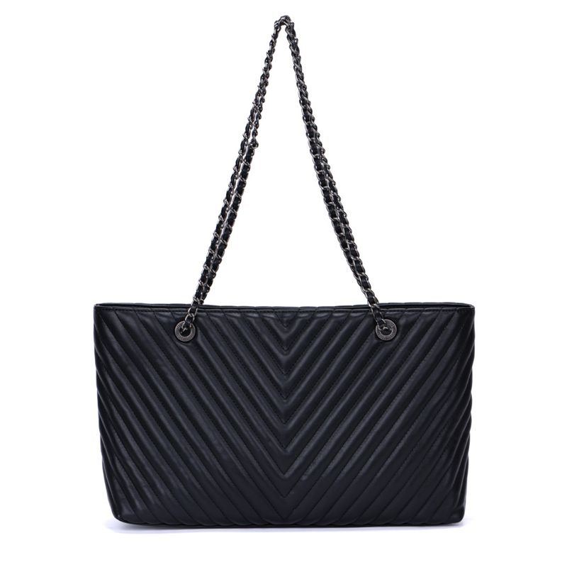 Bolsa Shopper Preta Soft Matelassê Alça Corrente