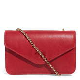 Bolsa Pequena Couro Floater Alça Transversal Corrente Vermelho Cherry