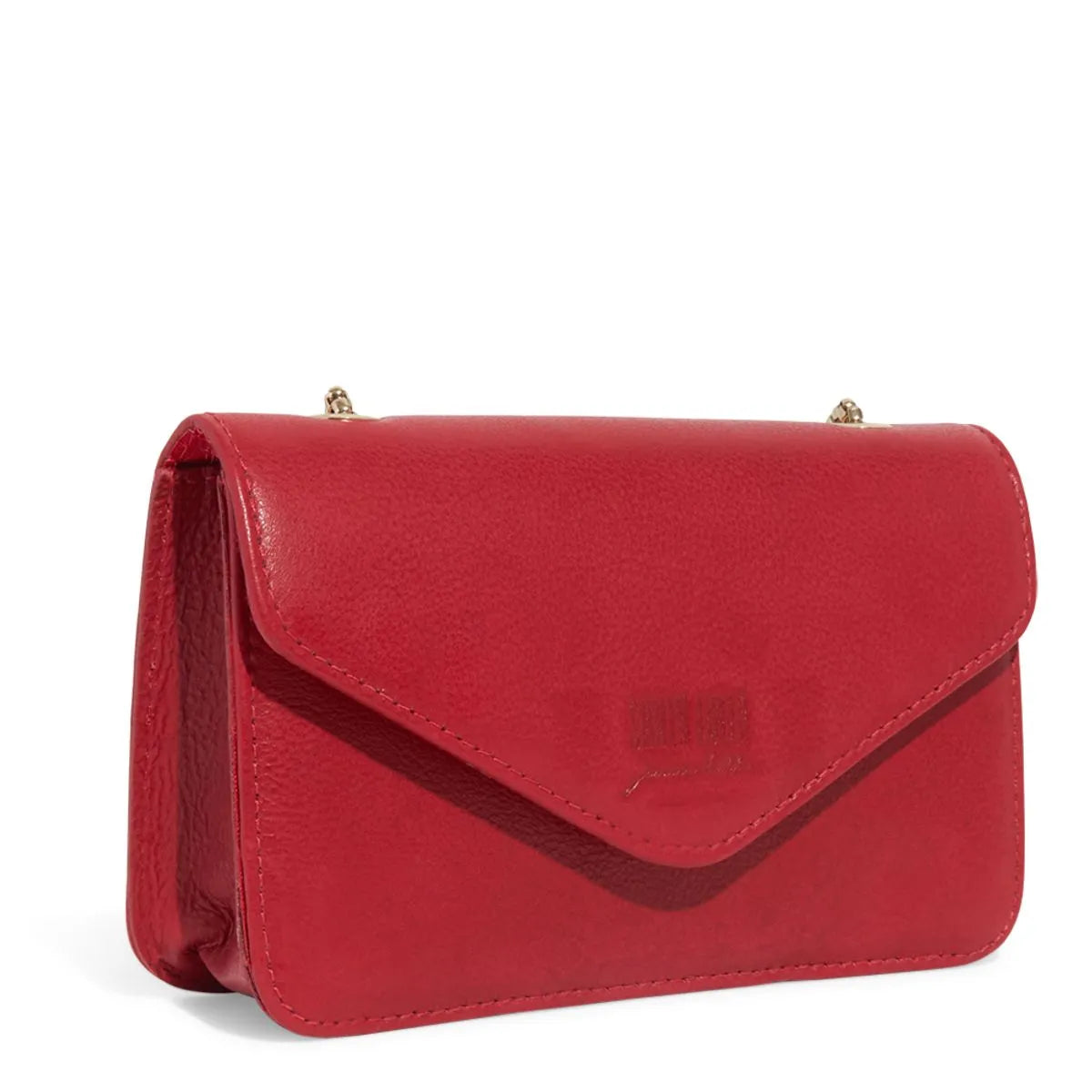 Bolsa Pequena Couro Floater Alça Transversal Corrente Vermelho Cherry