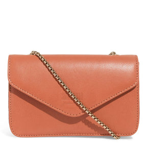 Bolsa Envelope Couro Floater Marrom Safari Alça Metalizada