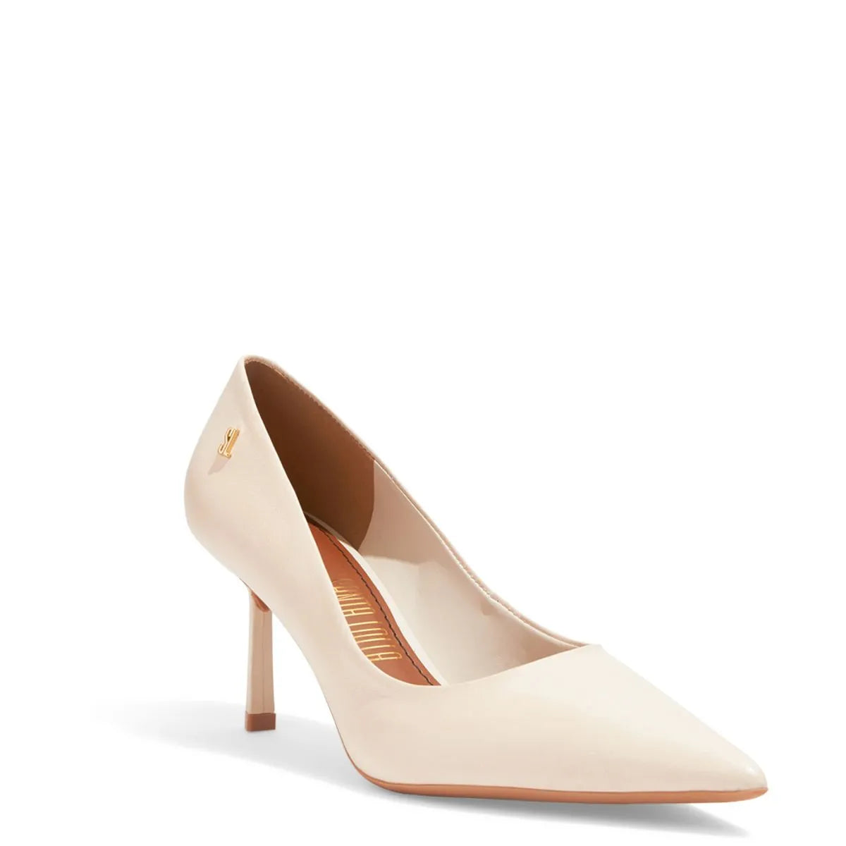 Scarpin Couro Pelica Soft Off White Salto Médio