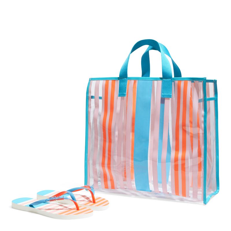 Kit Chinelo Flip Flop E Bolsa De Praia Azul