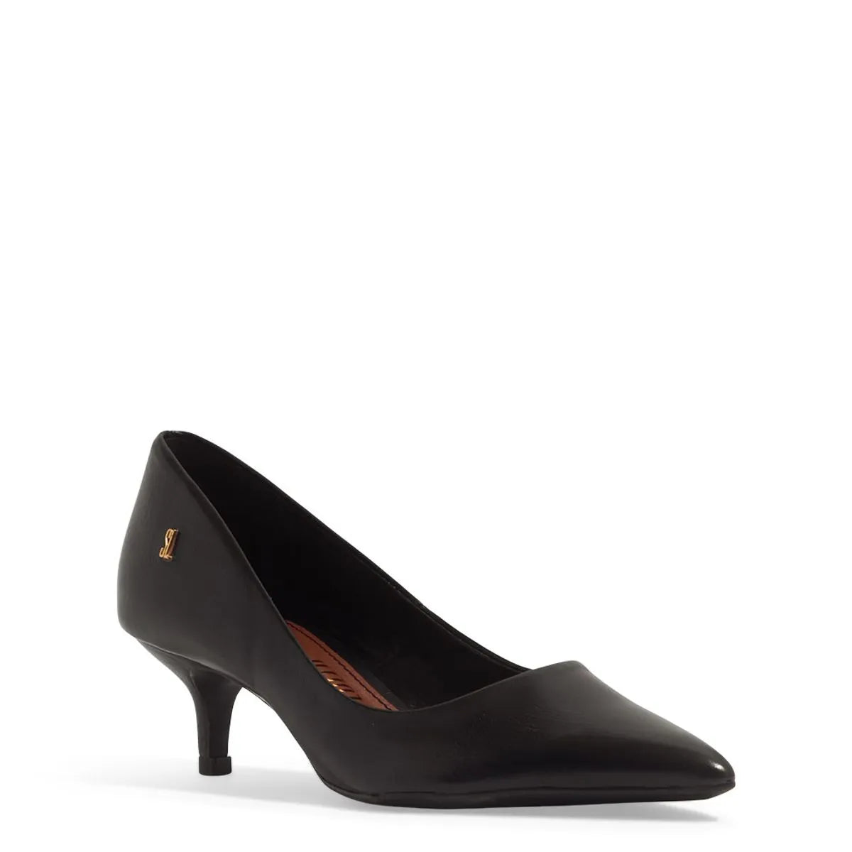 Scarpin Couro Torino Preto Salto Baixo Fino