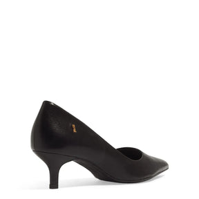 Scarpin Couro Torino Preto Salto Baixo Fino