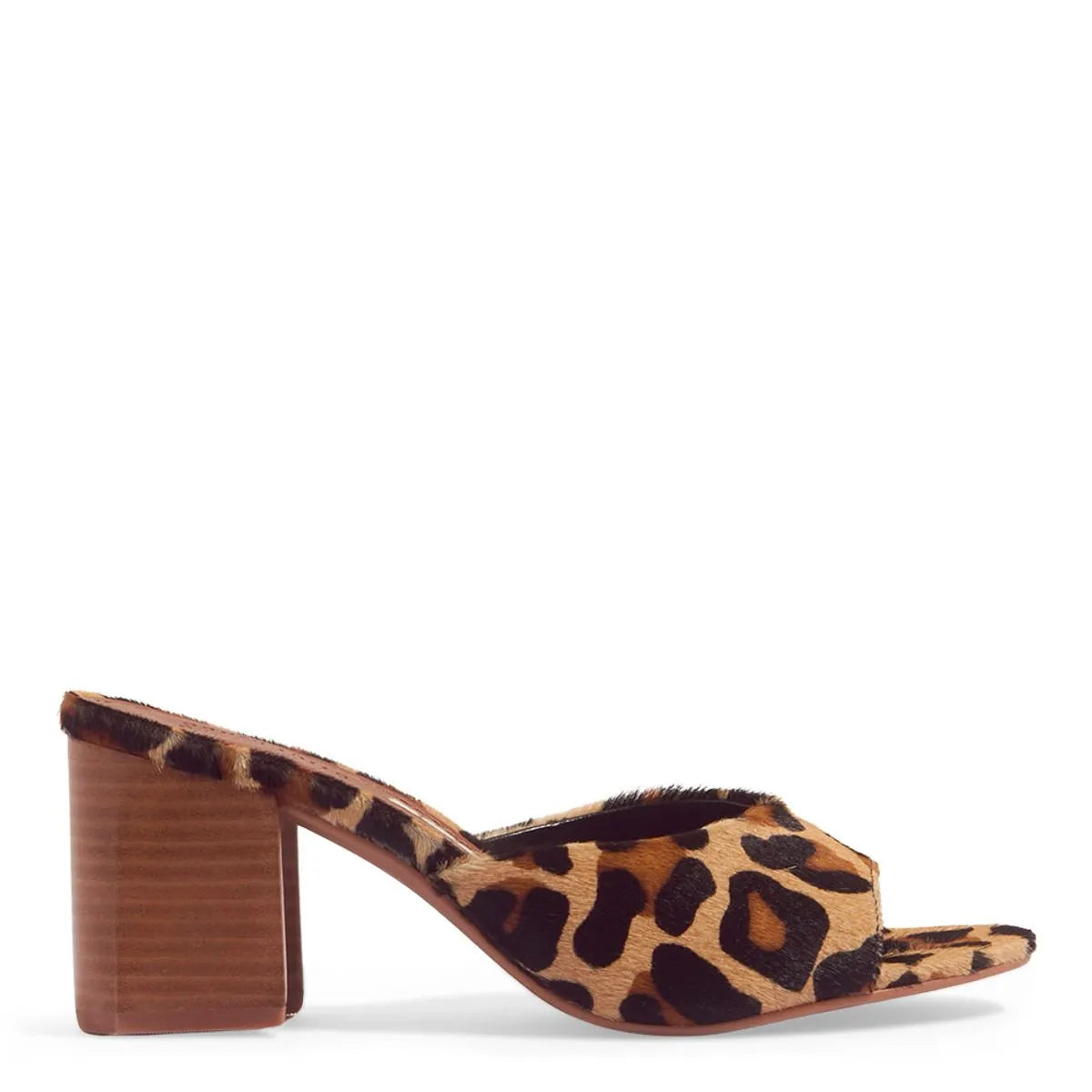 Mule Couro Estampa Animal Print Onça Salto Bloco