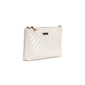 Bolsa Pequena Verniz Glossy Off White Alça Transversal