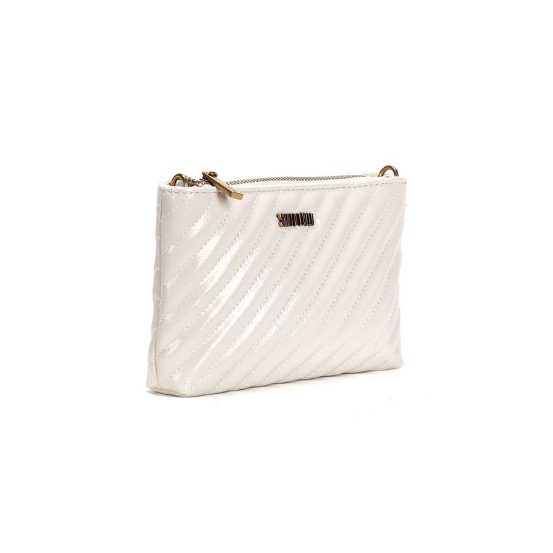 Bolsa Pequena Verniz Glossy Off White Alça Transversal
