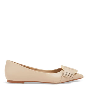 Sapatilha Off White Couro Nobre Soft Bico Fino Fivela