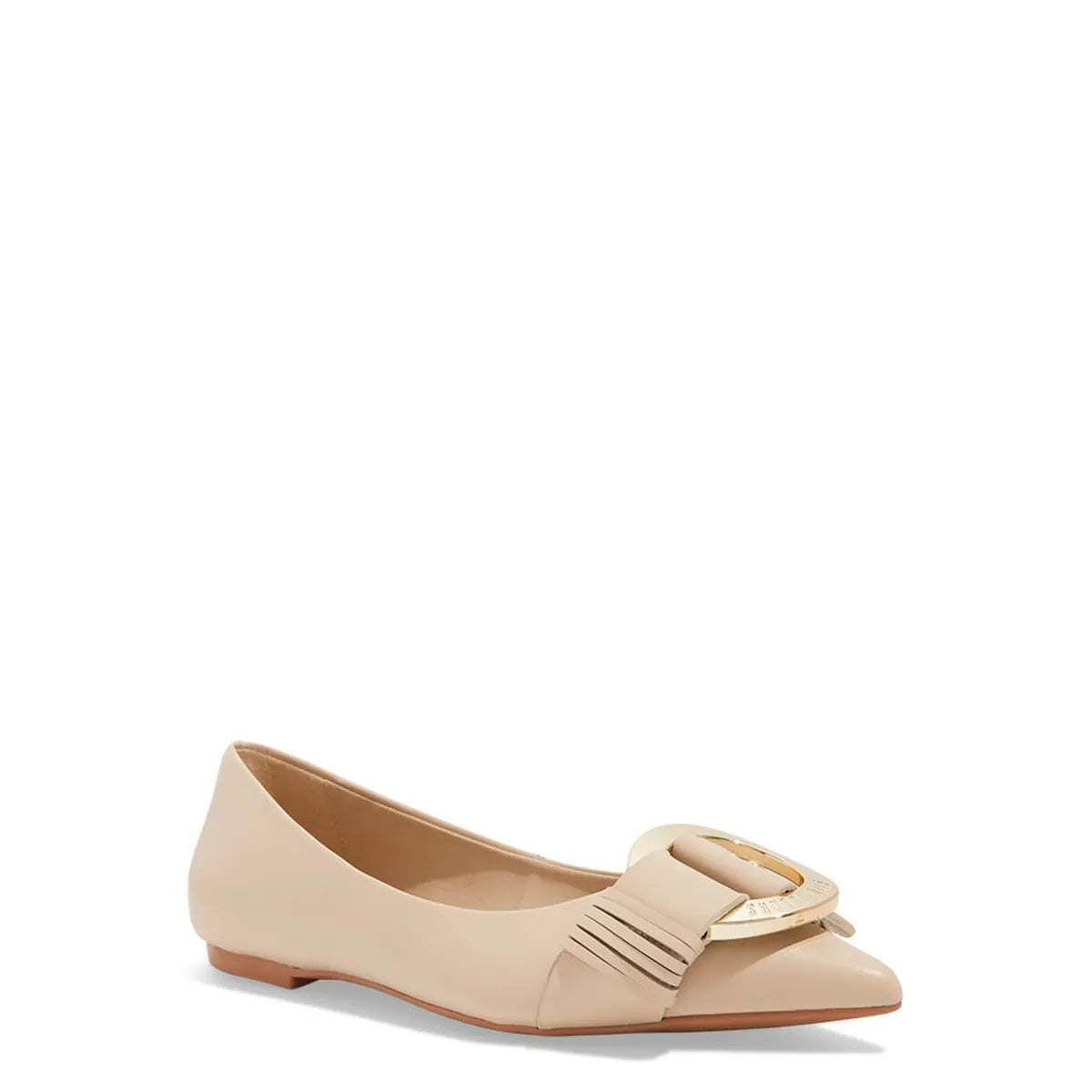Sapatilha Off White Couro Nobre Soft Bico Fino Fivela