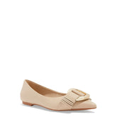 Sapatilha Off White Couro Nobre Soft Bico Fino Fivela