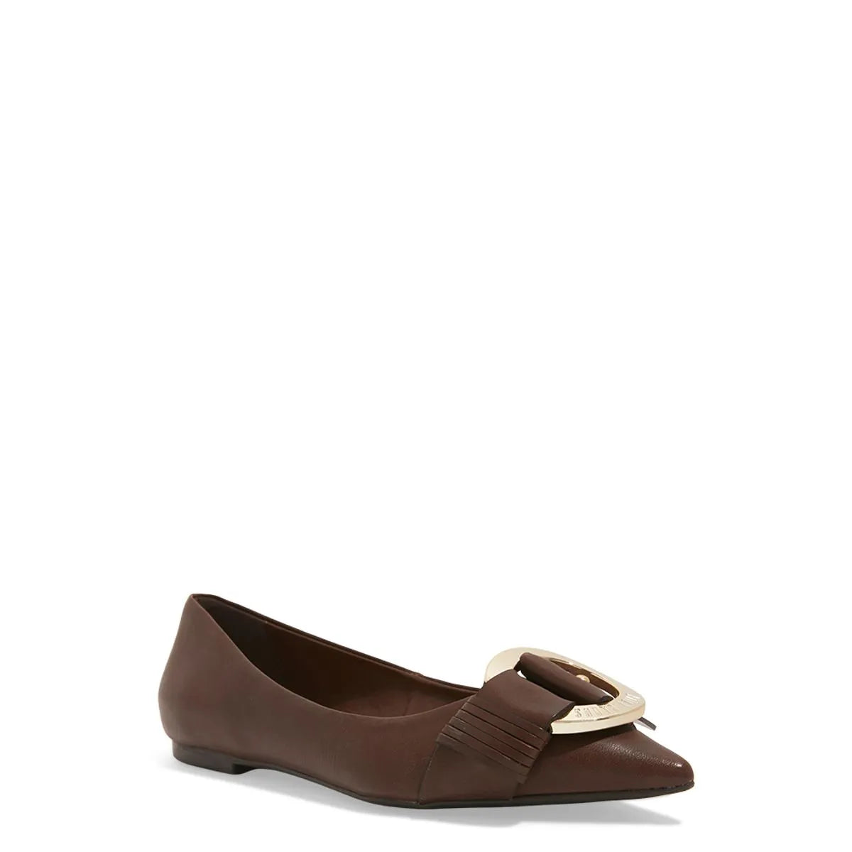 Sapatilha Marrom Couro Nobre Soft Bico Fino Fivela
