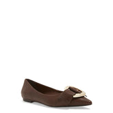 Sapatilha Marrom Couro Nobre Soft Bico Fino Fivela