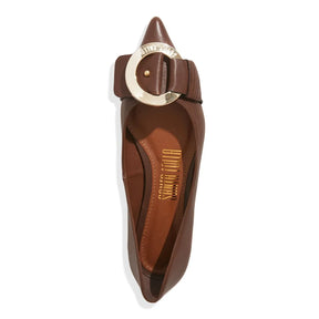 Sapatilha Marrom Couro Nobre Soft Bico Fino Fivela