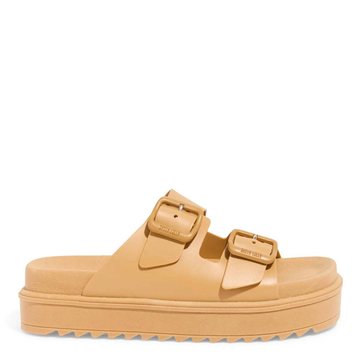 Papete Borracha Flatform Tiras Largas Bege