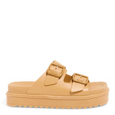 Papete Borracha Flatform Tiras Largas Bege