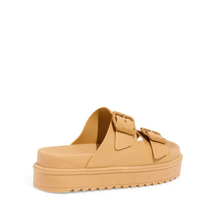 Papete Borracha Flatform Tiras Largas Bege