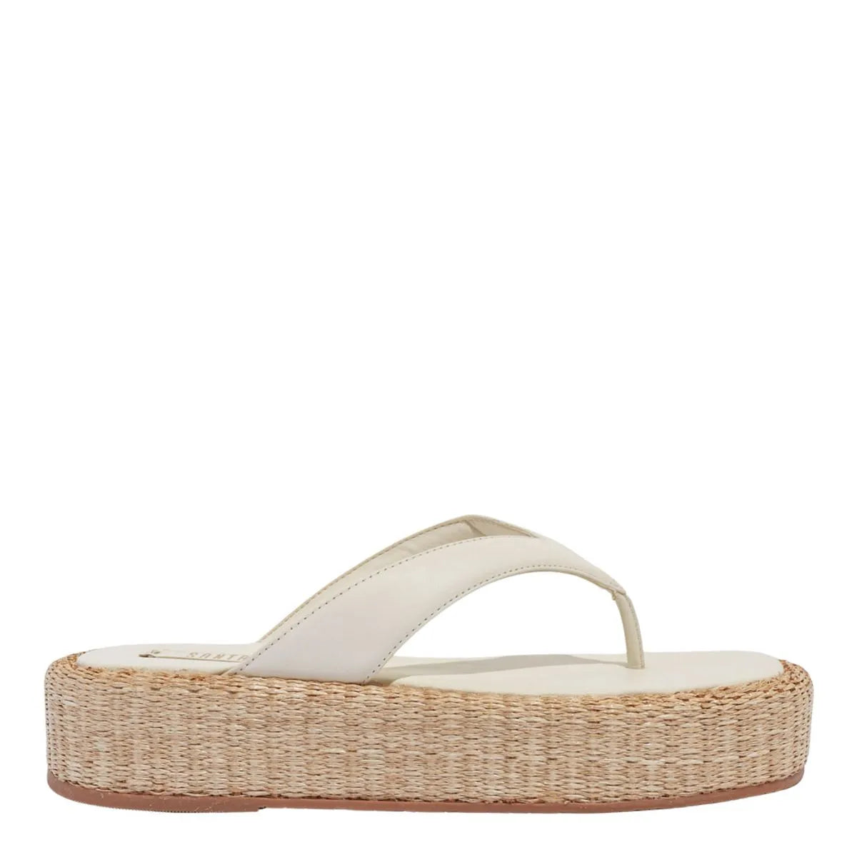 Sandália Espadrille Plataforma Couro Confort Off White