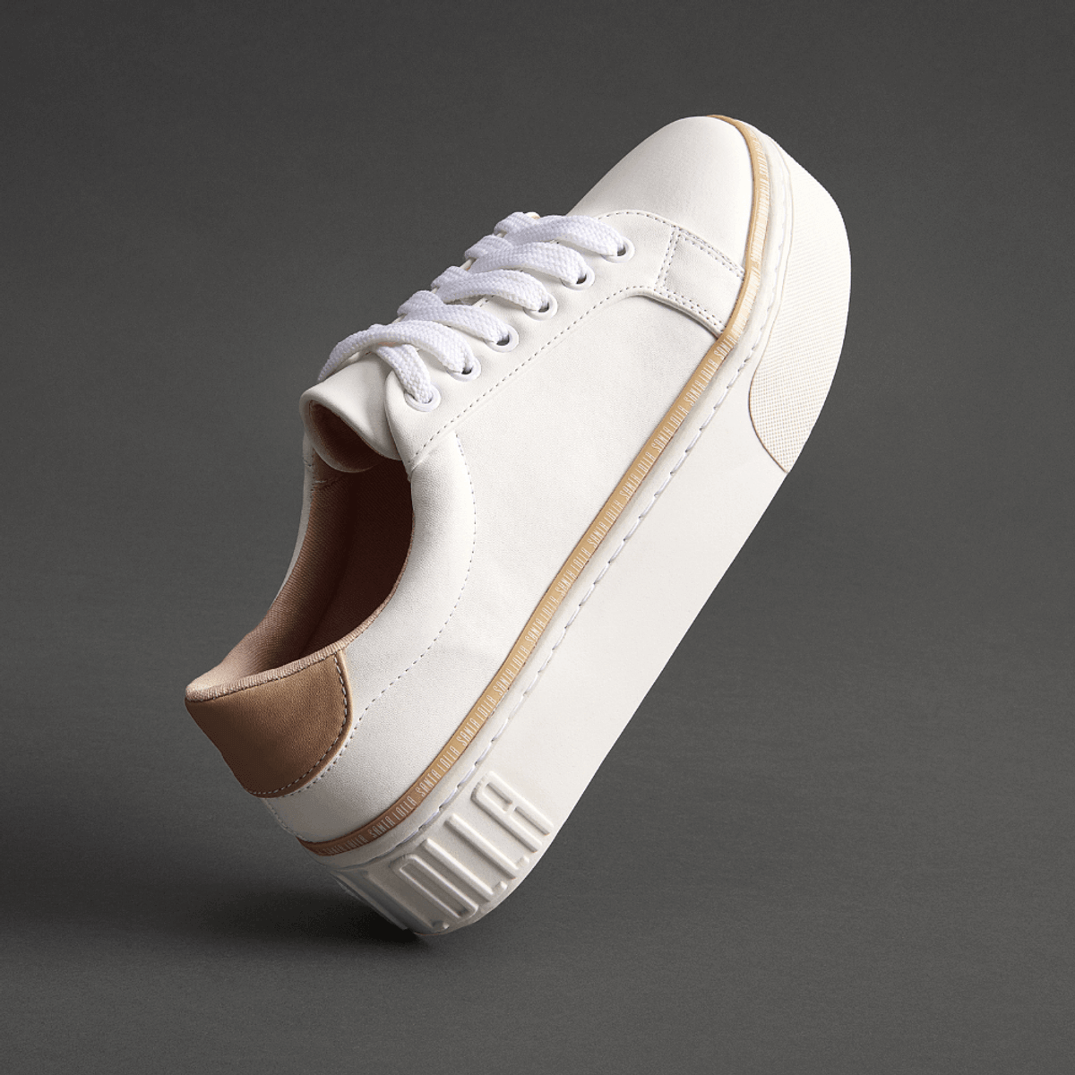 Tênis Flatform Branco Napa Confort Recortes