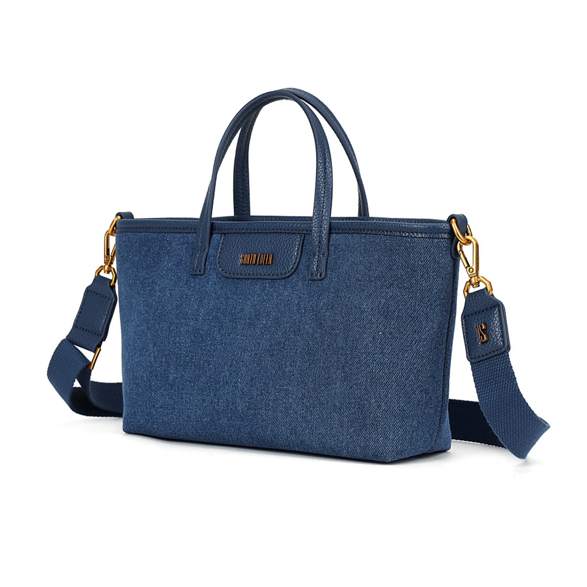 Bolsa Shopper Pequena Jeans Azul Alça Transversal Removível
