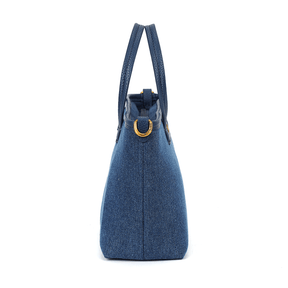 Bolsa Shopper Pequena Jeans Azul Alça Transversal Removível