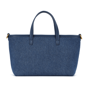 Bolsa Shopper Pequena Jeans Azul Alça Transversal Removível