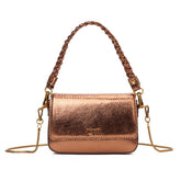 Bolsa Baguete Metalizado Snake Alça Trança Bronze
