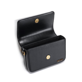 Bolsa Preta Soft Alça Transversal Metalizada